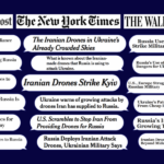 Headlines about "Iranian-made drones" from the Washington Post, New York Times and Wall Street Journal