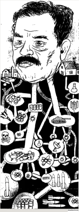 New York Times cartoon of Saddam Hussein's hidden weapons