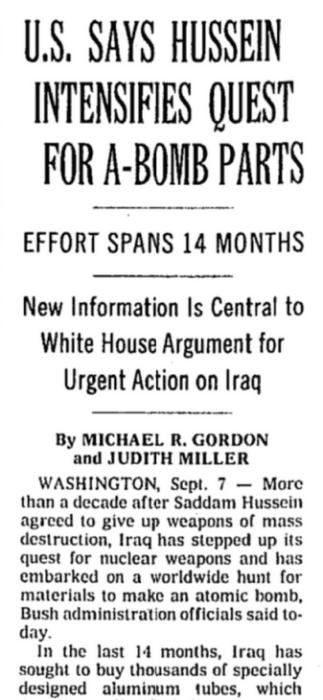 NYT: U.S. SAYS HUSSEIN INTENSIFIES QUEST FOR A-BOMB PARTS