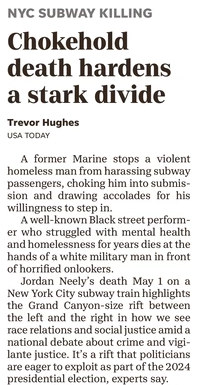 USA Today: Chokehold Death Hardens a Stark Divide