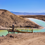 Brine pool in Nevada for extracting lithium for batteries.