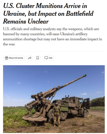 NYT: U.S. Cluster Munitions Arrive in Ukraine, but Impact on Battlefield Remains Unclear