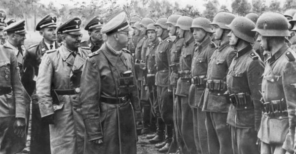 SS commander Heinrich Himmler inspecting troops from the Galicia Division.
