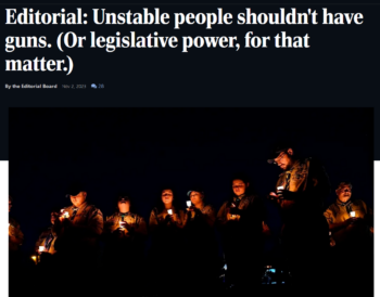 St Louis Post Dispatch: Unstable people shouldn't have guns. (Or legislative power, for that matter.)