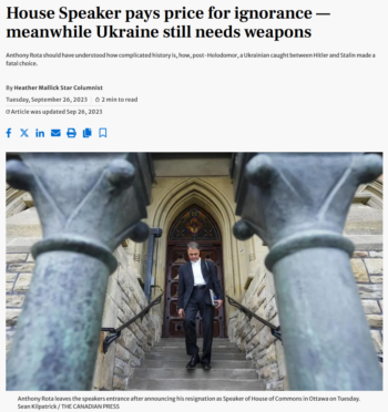 Toronto Star: House Speaker pays price for ignorance — meanwhile Ukraine still needs weapons 