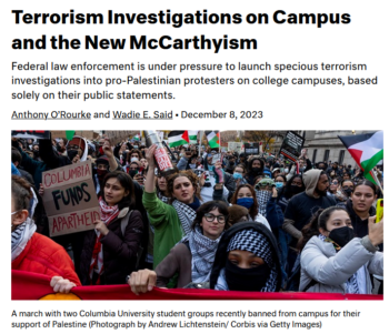 Dissent: Terrorism Investigations on Campus and the New McCarthyism 
