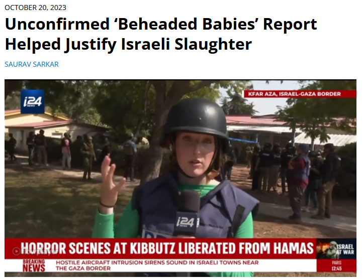 FAIR: Unconfirmed ‘Beheaded Babies’ Report Helped Justify Israeli Slaughter