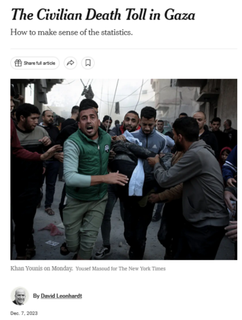 NYT: The Civilian Death Toll in Gaza