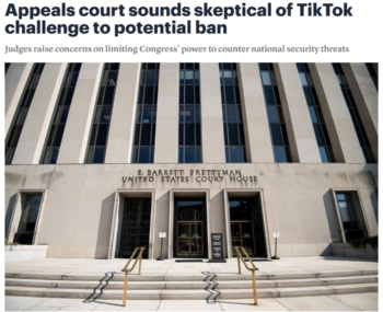 Roll Call: Appeals court sounds skeptical of TikTok challenge to potential ban 