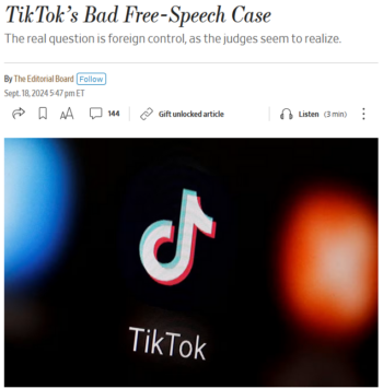 WSJ: TikTok's Bad Free Speech Case