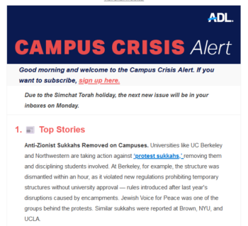 Campus Crisis Alert: Anti-Zionist Sukkahs Removed on Campuses.