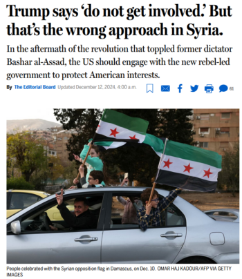 Boston Globe: Trump says ‘do not get involved.’ But that’s the wrong approach in Syria.