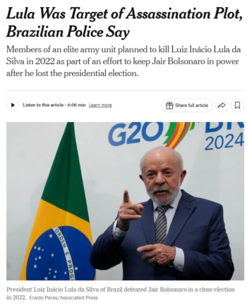 NYT: Lula Was Target of Assassination Plot, Brazilian Police Say