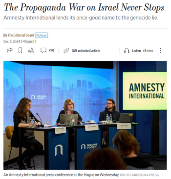 WSJ: The Propaganda War on Israel Never Stops