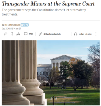 NYT: Transgender Minors at the Supreme Court