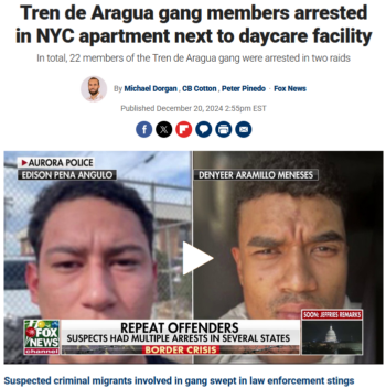 Fox: Tren de Aragua gang members arrested in NYC apartment next to daycare facility