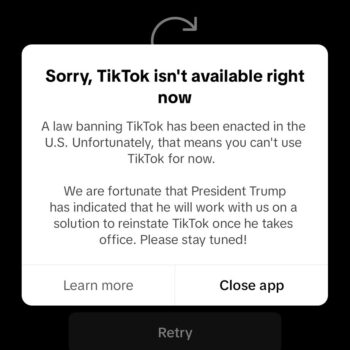 Sorry, TikTok isn't available right now.