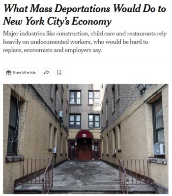 NYT: What Mass Deportations Would Do to New York City’s Economy