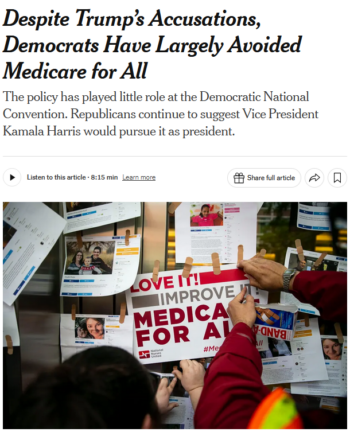 NYT: Despite Trump’s Accusations, Democrats Have Largely Avoided Medicare for All