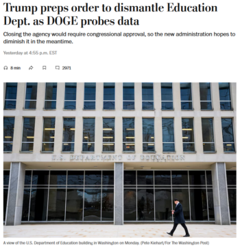 WaPo: Trump preps order to dismantle Education Dept. as DOGE probes data