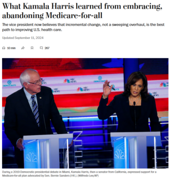 WaPo: What Kamala Harris learned from embracing, abandoning Medicare-for-all