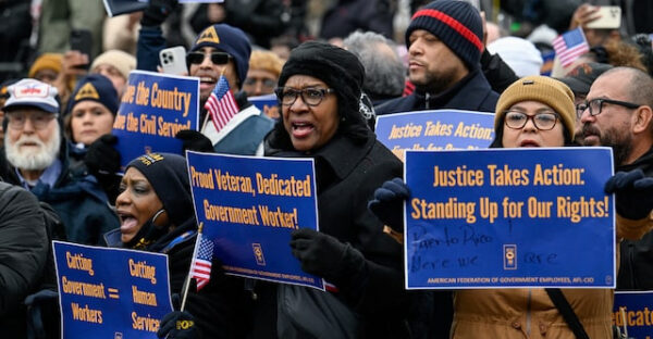 Reuters depiction of federal workers demonstrating
