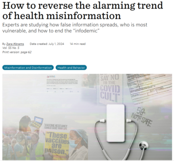 APA: How to reverse the alarming trend of health misinformation 