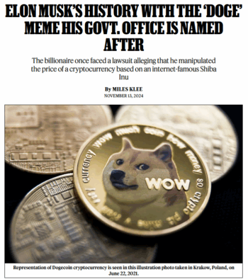 Rolling Stone: Elon Musk’s History With the ‘Doge’ Meme His Govt. Office Is Named After