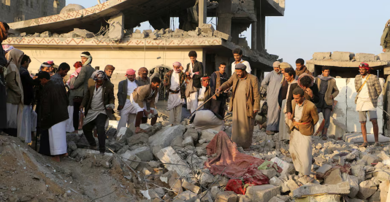 Washington Post depiction of damage from US bombing in Sanaa, Yemen.