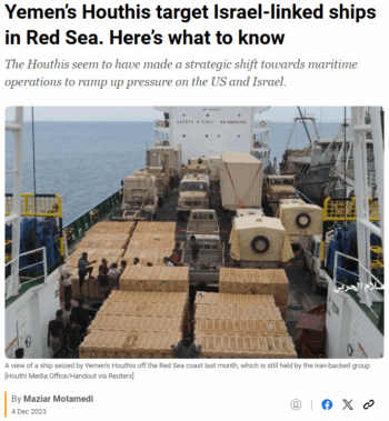 Al Jazeera: Yemen’s Houthis target Israel-linked ships in Red Sea. Here’s what to know