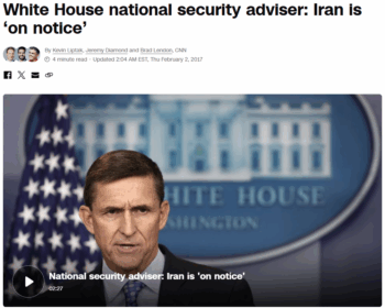 CNN: White House national security adviser: Iran is ‘on notice’