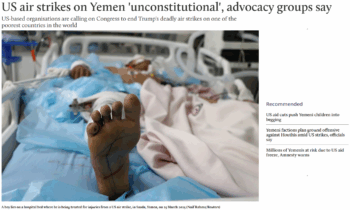 Middle East Eye: US air strikes on Yemen 'unconstitutional', advocacy groups say