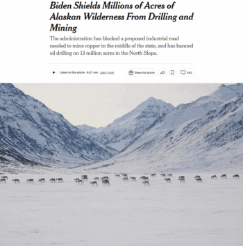 NYT: Biden Shields Millions of Acres of Alaskan Wilderness From Drilling and Mining
