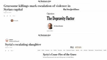 Headlines condemning massacres in Syria