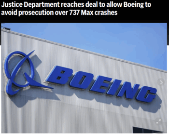 AP: Justice Department reaches deal to allow Boeing to avoid prosecution over 737 Max crashes