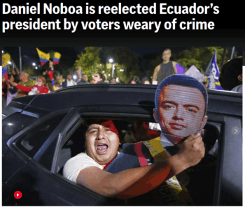 AP: Daniel Noboa is reelected Ecuador’s president by voters weary of crime