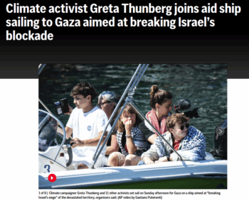 Climate activist Greta Thunberg joins aid ship sailing to Gaza aimed at breaking Israel’s blockade