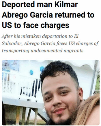 Al Jazeera: Deported man Kilmar Abrego Garcia returned to US to face charges
