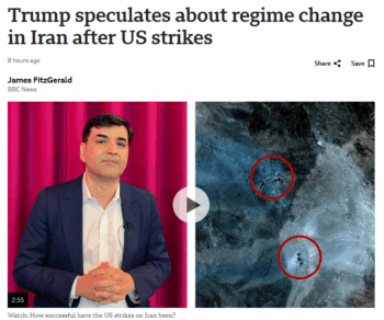 BBC: Trump speculates about regime change in Iran after US strikes