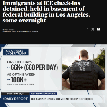 CBS: Politics Exclusive Immigrants at ICE check-ins detained, held in basement of federal building in Los Angeles, some overnight