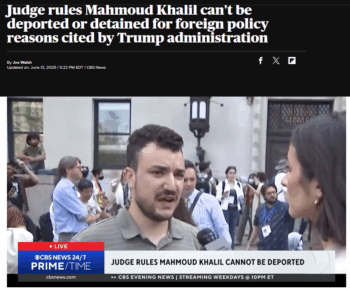 CBS: Politics Judge rules Mahmoud Khalil can't be deported or detained for foreign policy reasons cited by Trump administration