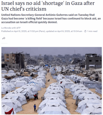  Israel says no aid 'shortage' in Gaza after UN chief's criticism
