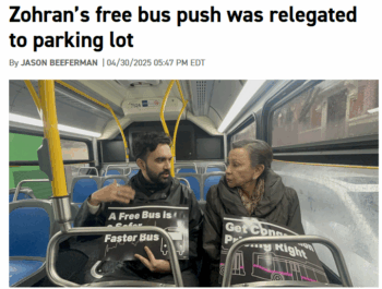 Politico: Zohran’s free bus push was relegated to parking lot