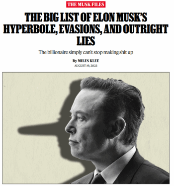 Rolling Stone: The Big List of Elon Musk’s Hyperbole, Evasions, and Outright Lies