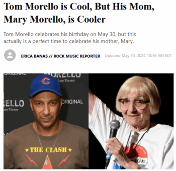 WMMR: Tom Morello is Cool, But His Mom, Mary Morello, Is Cooler