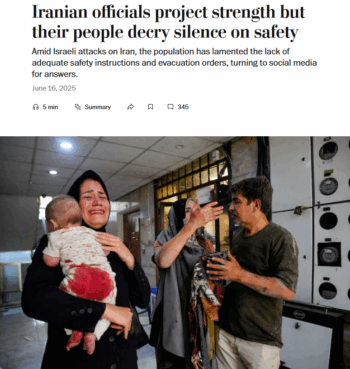 WaPo: Iranian officials project strength but their people decry silence on safety