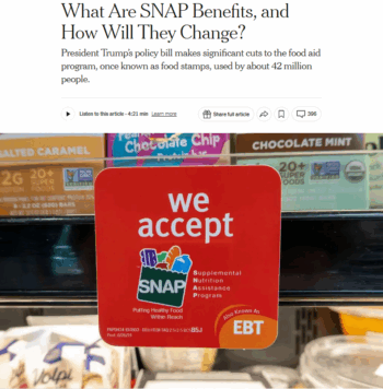 NYT: What Are SNAP Benefits, and How Will They Change?