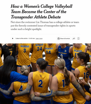 NYT: How a Women’s College Volleyball Team Became the Center of the Transgender Athlete Debate