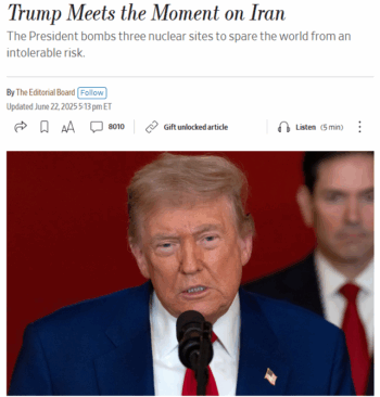 WSJ: Trump Meets the Moment on Iran