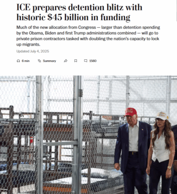 WaPo: ICE prepares detention blitz with historic $45 billion in funding